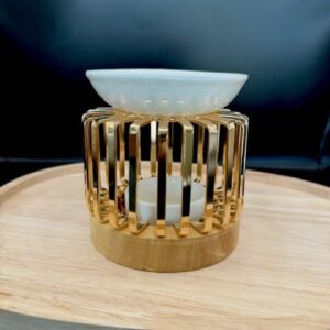 Brûleur d’arômes Aero en métal doré et céramique blanche