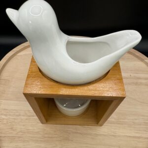 Diffuseur parfumé oiseau blanc avec coupelle en céramique